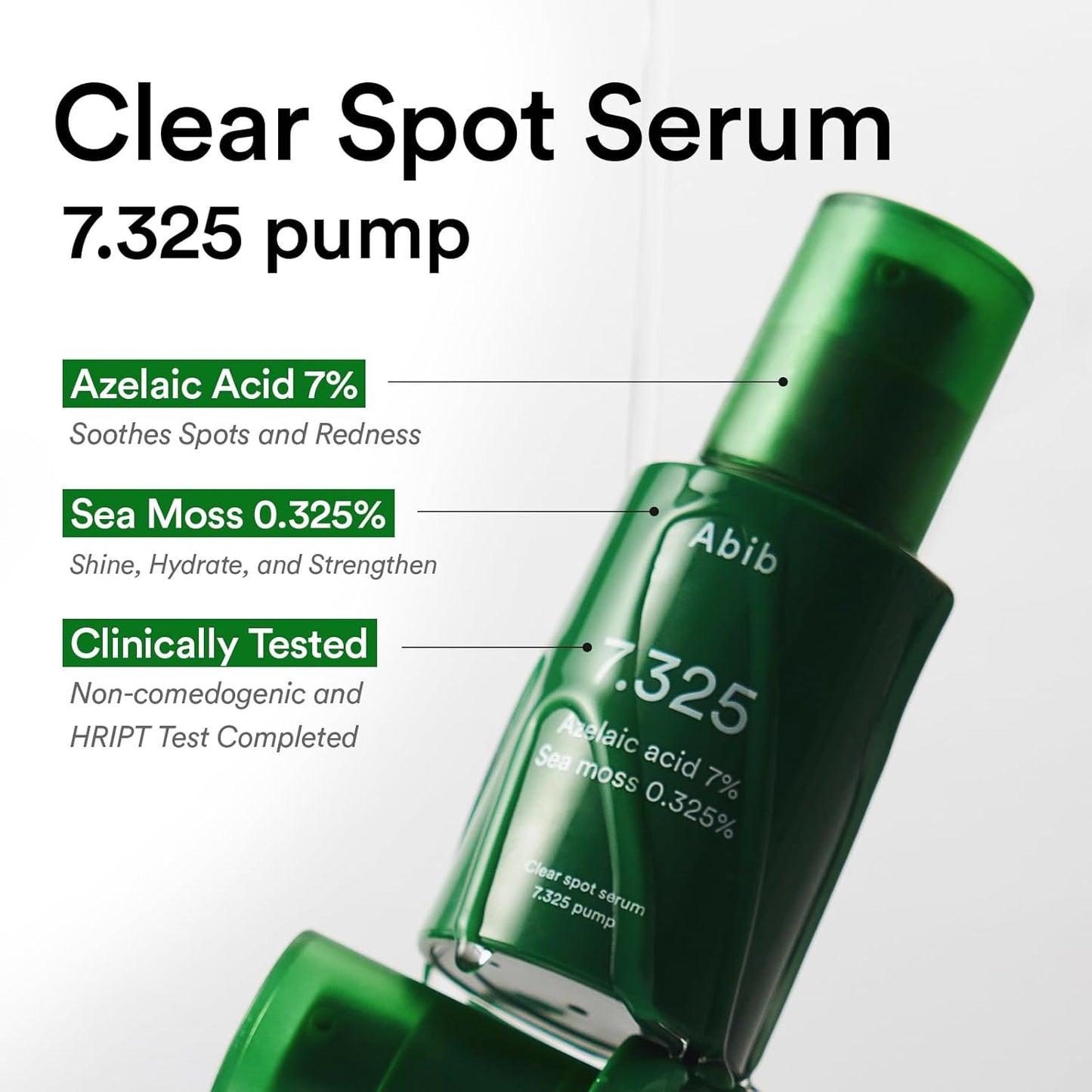Abib Clear spot serum 7.325 pump with Seamoss Extract, Azelaic Acid, Succinic Acid 1.01 fl oz, 30 mL